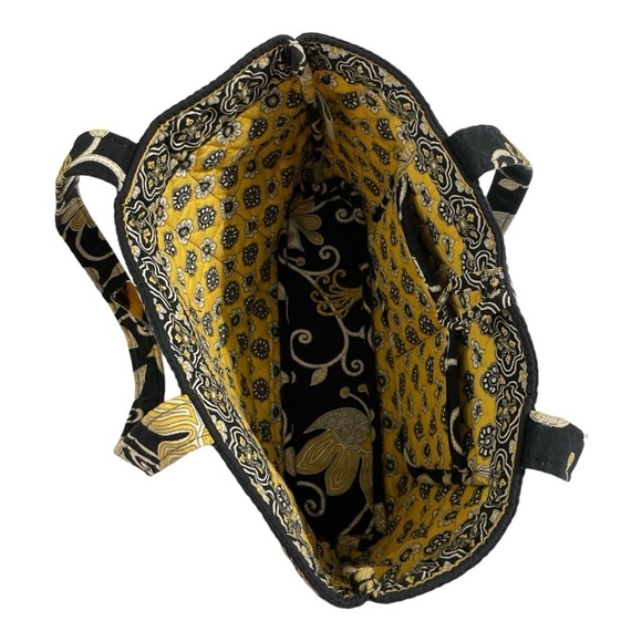 Vera Bradley Yellow Bird Tote Bag Retired Pattern Black Yellow Quilted Bag Purse - Picture 7 of 11